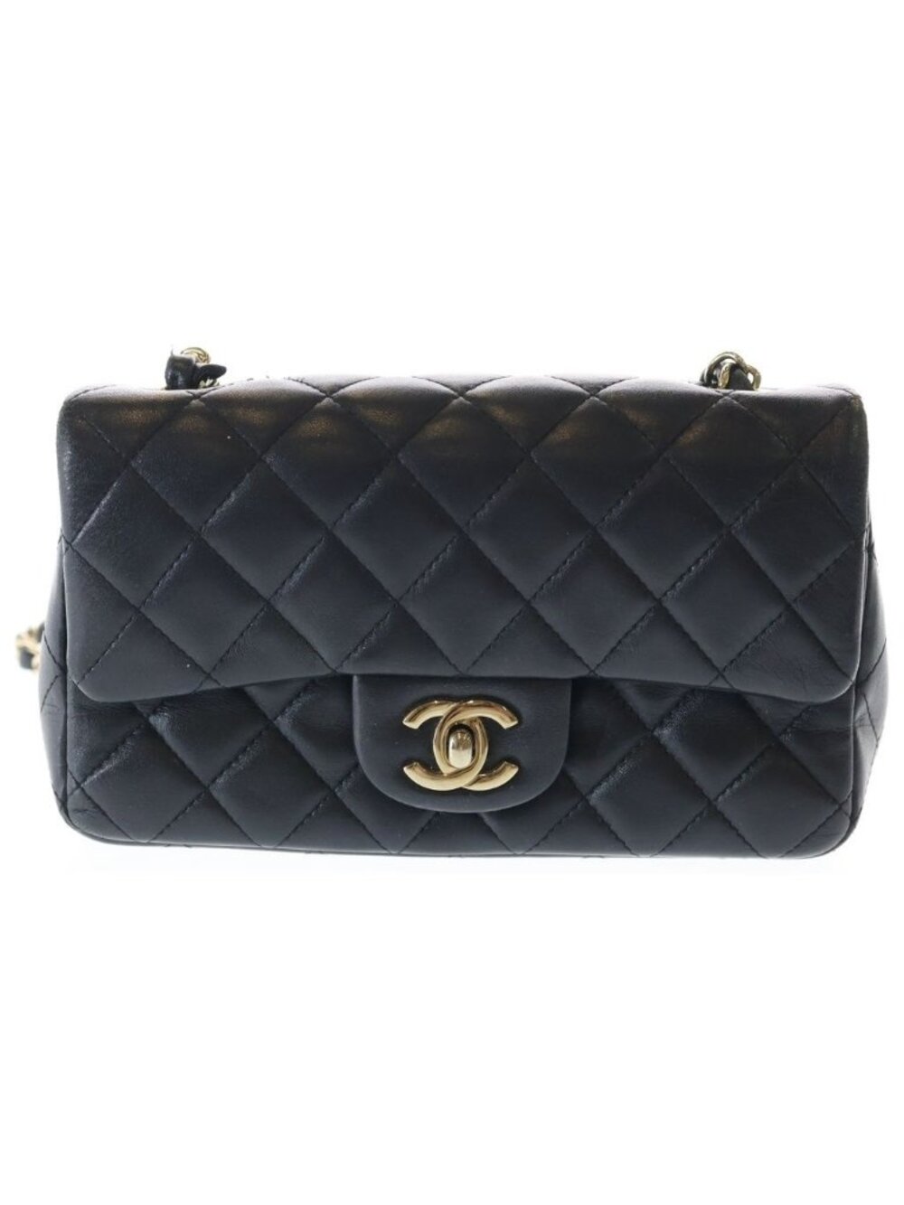 Chanel Mini Quilted 20 Lambskin Gold Turnlock Single Flap Chain Shoulder Bag